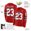 Custom Red White Gray-Black Long Sleeve Authentic Football Jersey