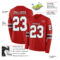 Custom Red White Gray-Black Long Sleeve Authentic Football Jersey