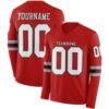 Custom Red White Gray-Black Long Sleeve Authentic Football Jersey