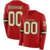 Custom Red Cream-Green Long Sleeve Authentic Football Jersey