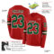 LongSleeve0613-1 Custom Red Green-White Long Sleeve Authentic Football Jersey