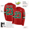 Custom Red Kelly Green-White Long Sleeve Authentic Football Jersey