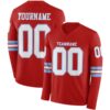 Custom Red White-Light Blue Long Sleeve Authentic Football Jersey