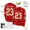 Custom Red Cream Long Sleeve Authentic Football Jersey
