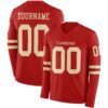 Custom Red Cream Long Sleeve Authentic Football Jersey