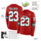 LongSleeve0618-1 Custom Red White-Teal Long Sleeve Authentic Football Jersey
