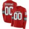 LongSleeve0618 Custom Red White-Teal Long Sleeve Authentic Football Jersey