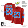 Custom Red Powder Blue-White Long Sleeve Authentic Football Jersey
