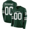Custom Green White Long Sleeve Authentic Football Jersey