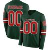 Custom Green Red-White Long Sleeve Authentic Football Jersey