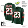 Custom Green White-Red Long Sleeve Authentic Football Jersey
