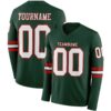 Custom Green White-Red Long Sleeve Authentic Football Jersey