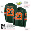 Custom Green Orange-White Long Sleeve Authentic Football Jersey