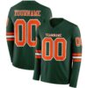 Custom Green Orange-White Long Sleeve Authentic Football Jersey