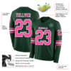 Custom Green Pink-White Long Sleeve Authentic Football Jersey