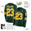 Custom Green Gold-White Long Sleeve Authentic Football Jersey