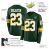 Custom Green White-Gold Long Sleeve Authentic Football Jersey