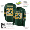 Custom Green Old Gold-White Long Sleeve Authentic Football Jersey