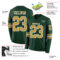 LongSleeve0629-1 Custom Green Old Gold-White Long Sleeve Authentic Football Jersey