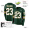 Custom Green White-Old Gold Long Sleeve Authentic Football Jersey