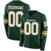 Custom Green White-Old Gold Long Sleeve Authentic Football Jersey