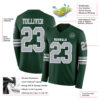 Custom Green Gray-White Long Sleeve Authentic Football Jersey