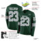 LongSleeve0631-1 Custom Green Gray-White Long Sleeve Authentic Football Jersey