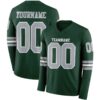 LongSleeve0631 Custom Green Gray-White Long Sleeve Authentic Football Jersey