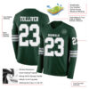 Custom Green White-Gray Long Sleeve Authentic Football Jersey