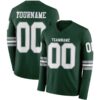 Custom Green White-Gray Long Sleeve Authentic Football Jersey