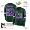 Custom Green Purple-White Long Sleeve Authentic Football Jersey