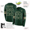 Custom Green Cream Long Sleeve Authentic Football Jersey
