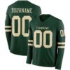 Custom Green Cream Long Sleeve Authentic Football Jersey