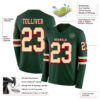 Custom Green Cream-Red Long Sleeve Authentic Football Jersey