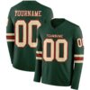 Custom Green Cream-Red Long Sleeve Authentic Football Jersey
