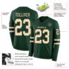 Custom Green Cream-Black Long Sleeve Authentic Football Jersey