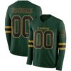 Custom Green Black-Old Gold Long Sleeve Authentic Football Jersey