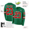 Custom Kelly Green Red-White Long Sleeve Authentic Football Jersey