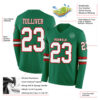 Custom Kelly Green White-Red Long Sleeve Authentic Football Jersey