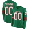 Custom Kelly Green White-Red Long Sleeve Authentic Football Jersey