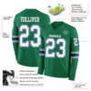 Custom Kelly Green White Royal-Gray Long Sleeve Authentic Football Jersey