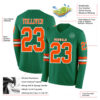 Custom Kelly Green Orange-White Long Sleeve Authentic Football Jersey