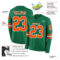 LongSleeve0645-1 Custom Kelly Green Orange-White Long Sleeve Authentic Football Jersey