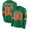 LongSleeve0645 Custom Kelly Green Orange-White Long Sleeve Authentic Football Jersey