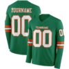 LongSleeve0646 Custom Kelly Green White-Orange Long Sleeve Authentic Football Jersey