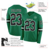 Custom Kelly Green Black-White Long Sleeve Authentic Football Jersey