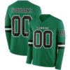 Custom Kelly Green Black-White Long Sleeve Authentic Football Jersey