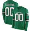 Custom Kelly Green White-Black Long Sleeve Authentic Football Jersey