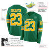 Custom Kelly Green Gold-White Long Sleeve Authentic Football Jersey