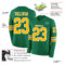 LongSleeve0651-1 Custom Kelly Green Gold-White Long Sleeve Authentic Football Jersey